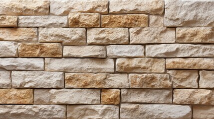 Fototapeta premium Beige limestone wall tiles with a rough natural texture and subtle stains