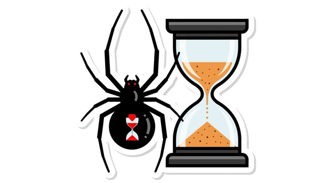 Black widow spider icon with hourglass symbol vector illustration.