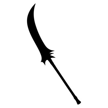 Silhouette of a Curved Blade Weapon on a White Background.