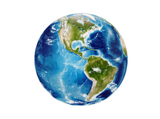 Isolated detailed 3D render of planet Earth globe displaying North and South America © Oisin