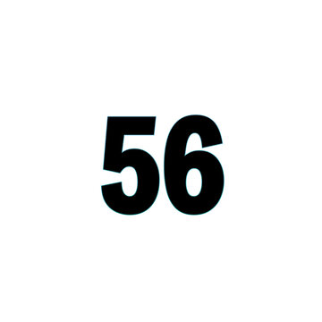 Number 56 black bold 3D style isolated on white background