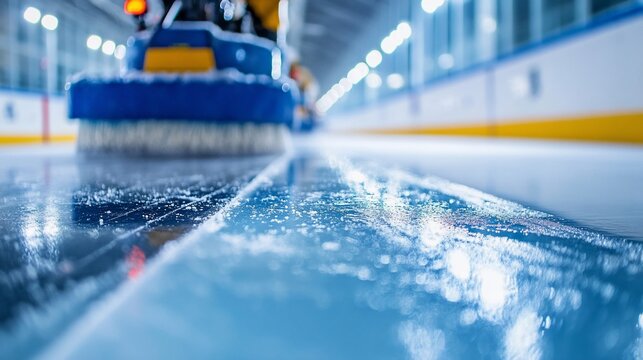 Ice Resurfacer Smoothing the Ice Surface at an Indoor Ice Rink