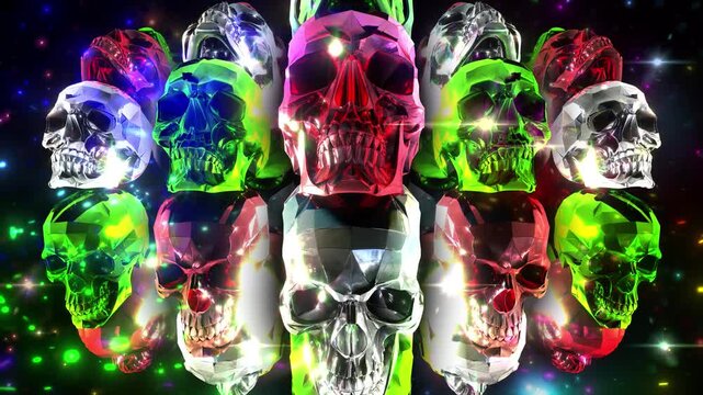Circular Colorful Skulls