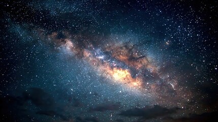 Obraz premium Milky Way Night Sky Starry Background Black Space Glowing Stars Galaxies Cosmic Beauty Wide Angle High Resolution Vast Mysterious Universe