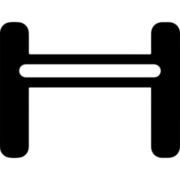 Black letter H, uppercase alphabet, vector icon, typography symbol