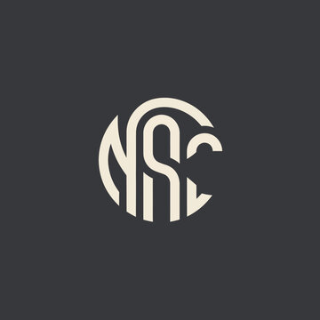 Modern Abstract Circular Logo Design NSC Monogram.