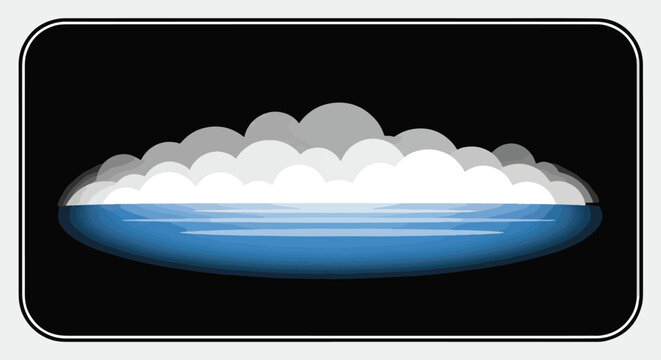 Pixel Art Clouds Over Blue Ocean Water On Black Background