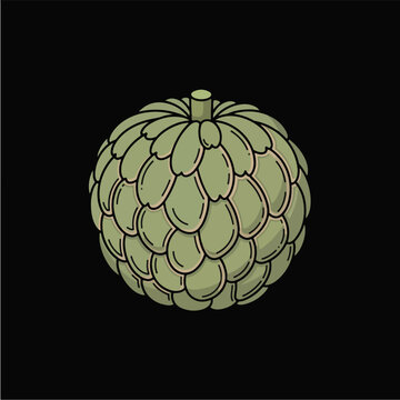 Pixel Art Custard Apple Green Fruit Isolated Object Black Background