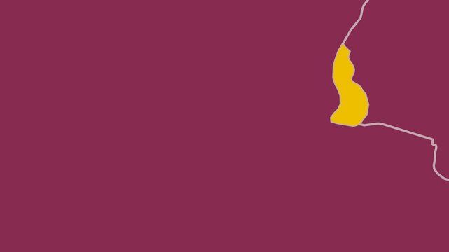 Liechtenstein map. Animated zoom into the country on the Globe in Pale Mint Dark Pink color palette. Country logo animation with round text and airplanes. Map with meridians, parallels.