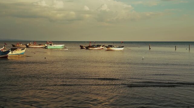 Traditional Fishing Boats On Karina Beach In Soke Turkey