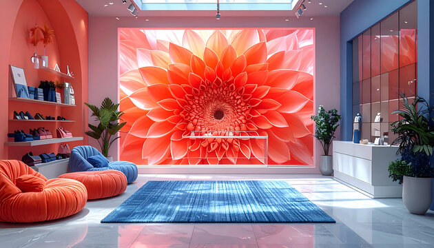 Vibrant modern living room interior design.