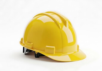Fototapeta premium Yellow Hard Hat Isolated on White. Construction Safety, Protection Concept.
