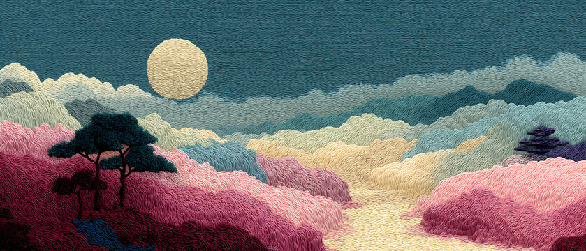 Mid-Autumn Longing Tapestry Illustration, Moonlight Warp, Longing Weft, Loom Wild Goose Symbol for Nostalgia Use
