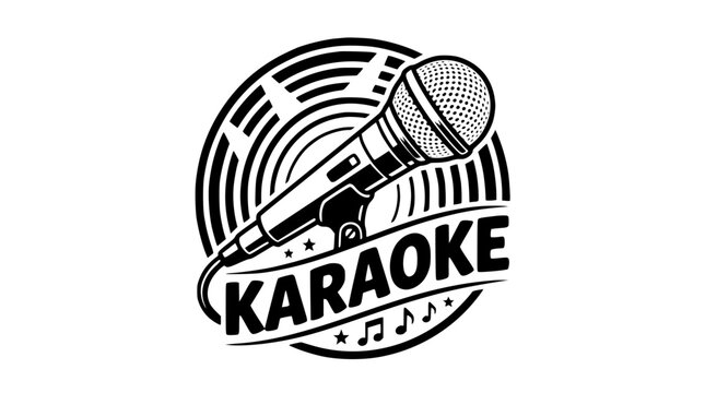 Karaoke microphone vector graphic with music notes illustration