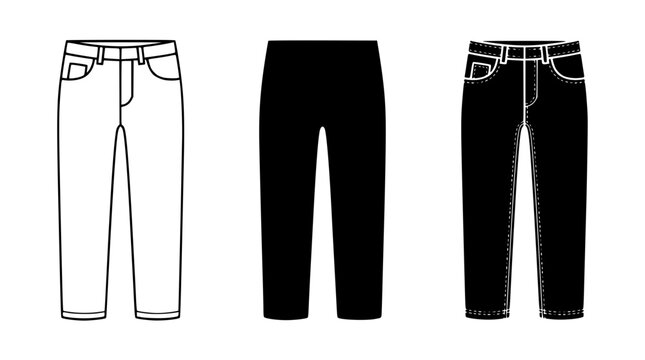 Vector graphic illustration of various pant styles and designs