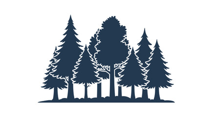 Fototapeta premium Group of Evergreen Pine Tree Silhouettes.