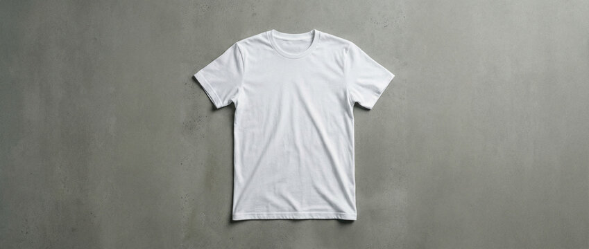 Mockup de camiseta branca b&aacute;sica em fundo neutro para design e estampa

