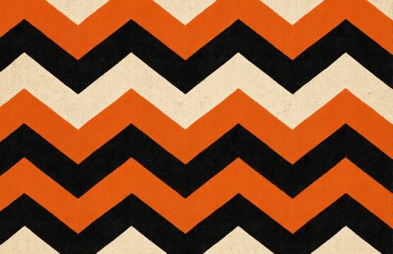 Textured orange, black, cream chevron pattern, vintage style
