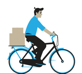 Naklejka premium Delivery Man Riding Bicycle Vector EPS on Transparent Background