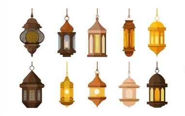 Obraz premium Collection of ornate, colorful hanging lanterns in various shapes and sizes