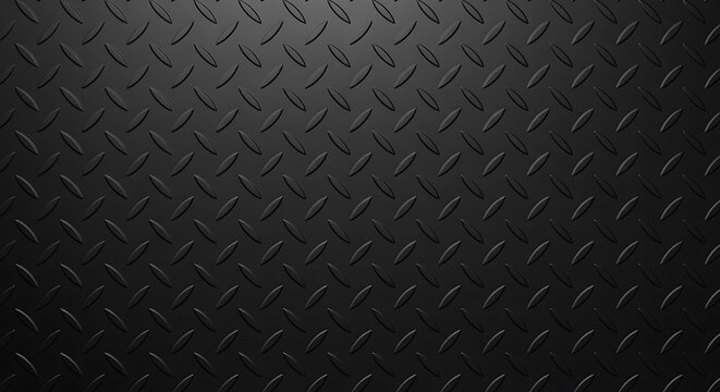 Abstract dark black diamond plate metal background texture illustration