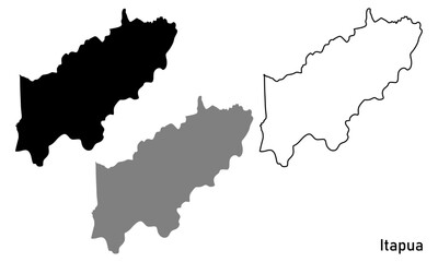 Fototapeta premium Map of Itapua Department, a region in Paraguay. Map in black, gray, and outline