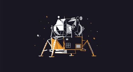Pixel Art Spacecraft On Dark Background © Francisco