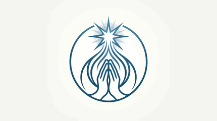 Naklejka premium Abstract Prayer Hands with Star Symbol