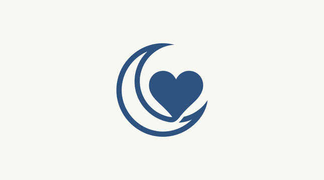 Heart Symbol Inside Crescent Moon Logo