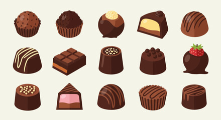 Fototapeta premium Assortment of Delicious Chocolate Candies - Sweet Treats Collection
