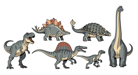 Fototapeta premium Group of dinosaurs standing together.