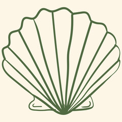 Simple line art illustration of a scallop shell, handdrawn style vector icon ©  SoponStock