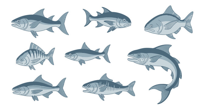 School of Blue Fish Swimming Together 5.