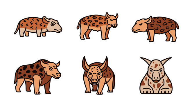 Spotted hyena cartoon animal group.