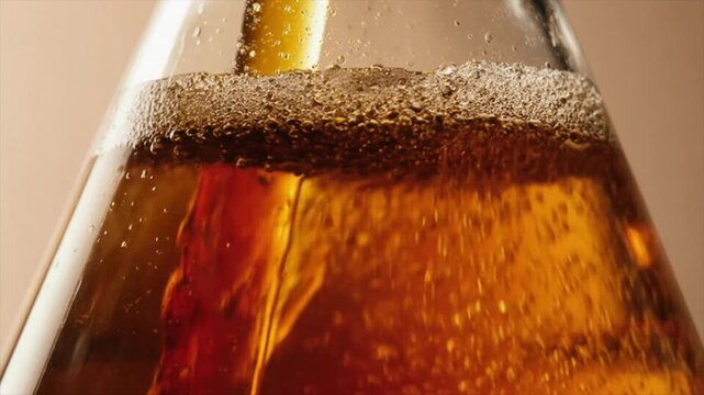 発酵ラボ クラフトビール アンバーエール 気泡マクロ接写映像