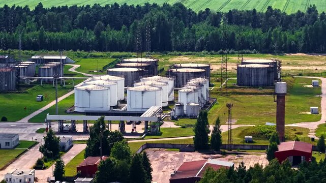 Oil depot terminal large industrial site used for storing crude oil refined petroleum products