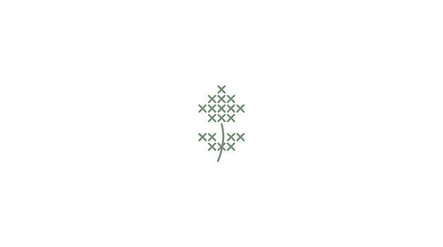 Cross-Stitch Flower Graphic on White Background