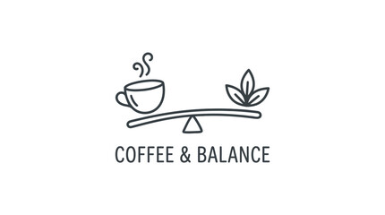 Fototapeta premium Coffee and Balance Silhouette Design