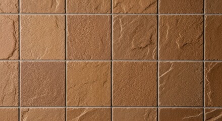 Fototapeta premium Close-up of brown tiles arranged in a grid pattern.