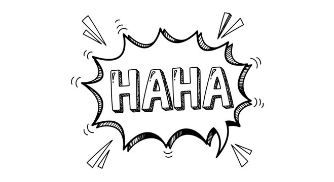 Hand Drawn "HAHA" Speech Bubble, Comic Style, Laughter Expression