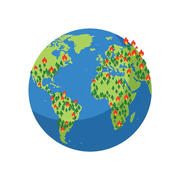 Globe with colored markers on map.