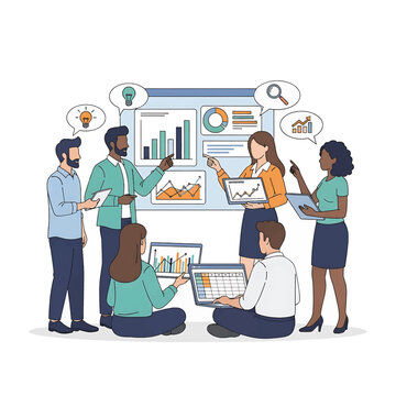 Business people discussing data analysis reports 1.