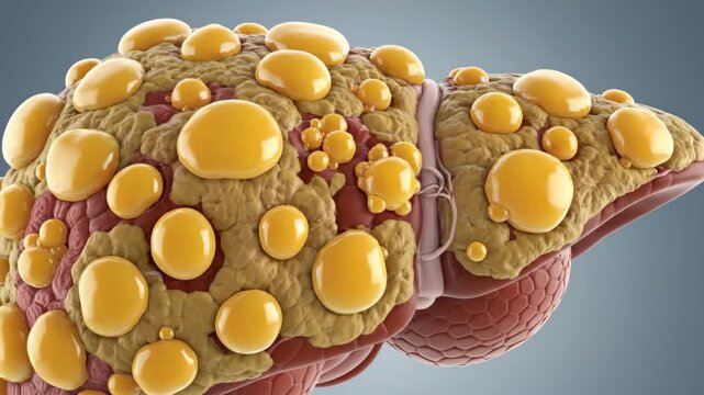 NAFLD Progression Animation Showing Fatty Liver Disease and Cirrhosis