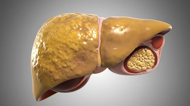 NAFLD Progression Animation Showing Fatty Liver Disease and Cirrhosis