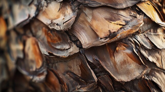Chilean wine palm trunk with textured fibrous bark, generative ai