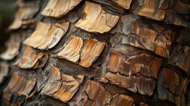 Chilean wine palm trunk with textured fibrous bark, generative ai