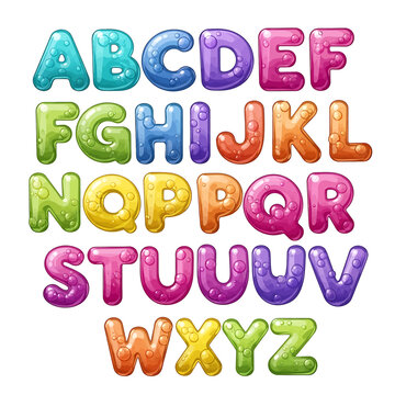 Colorful Glossy Alphabet Letters Isolated.