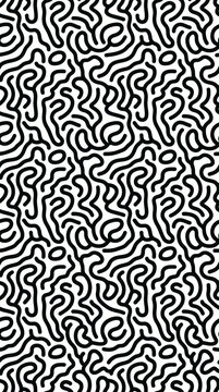 Abstract black and white squiggly line pattern texture for design projects.