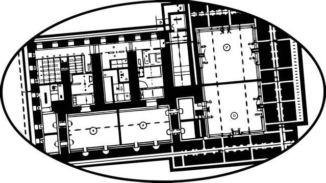 Architectural floor plan of a building with rooms.