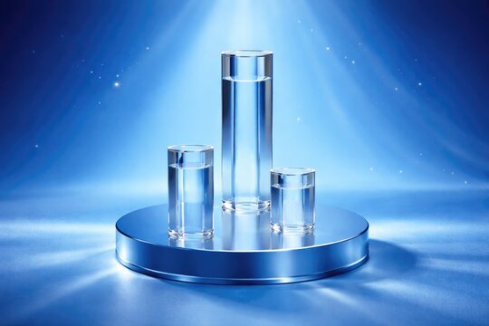 vibrant blue background with elegant cuvette display